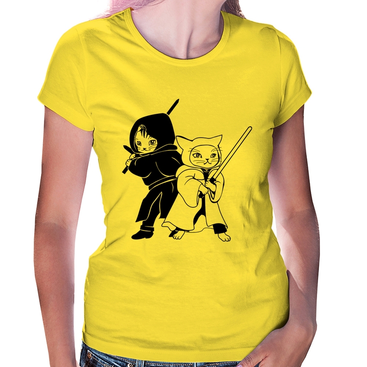 Baby Look Gatos Jedi - Amarela