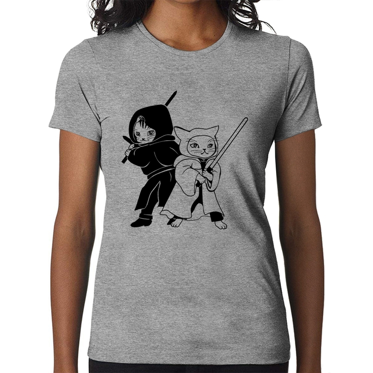 Baby Look Gatos Jedi - Cinza