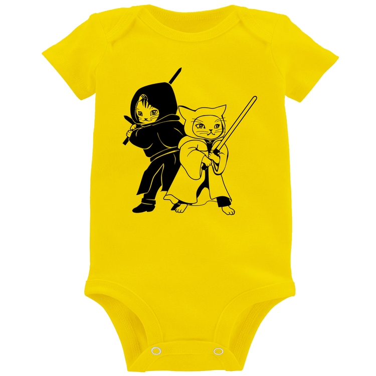 Body Bebê Gatos Jedi - Amarelo