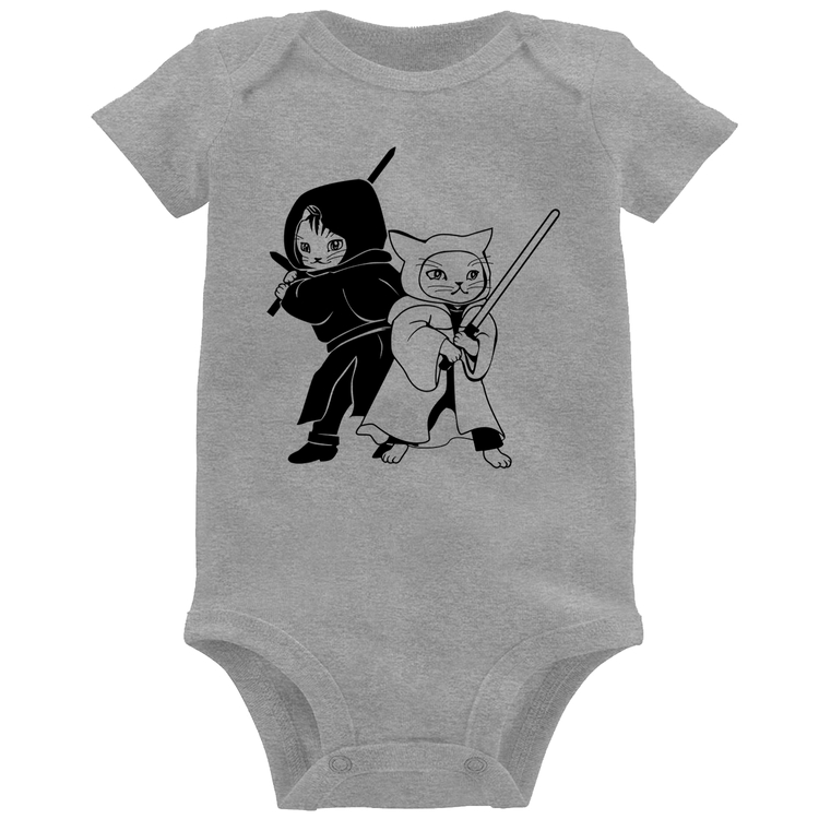 Body Bebê Gatos Jedi - Cinza