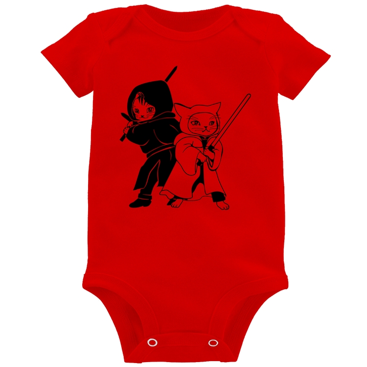 Body Bebê Gatos Jedi - Vermelho