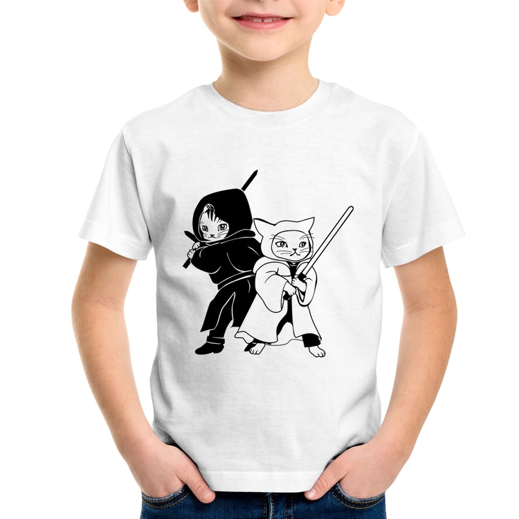 Camiseta Infantil Gatos Jedi