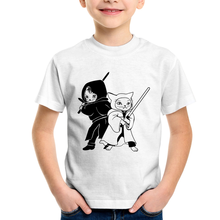 Camiseta Infantil Gatos Jedi
