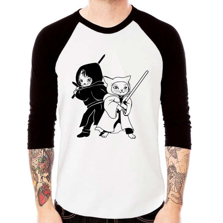 Camiseta Raglan Gatos Jedi Manga 3/4