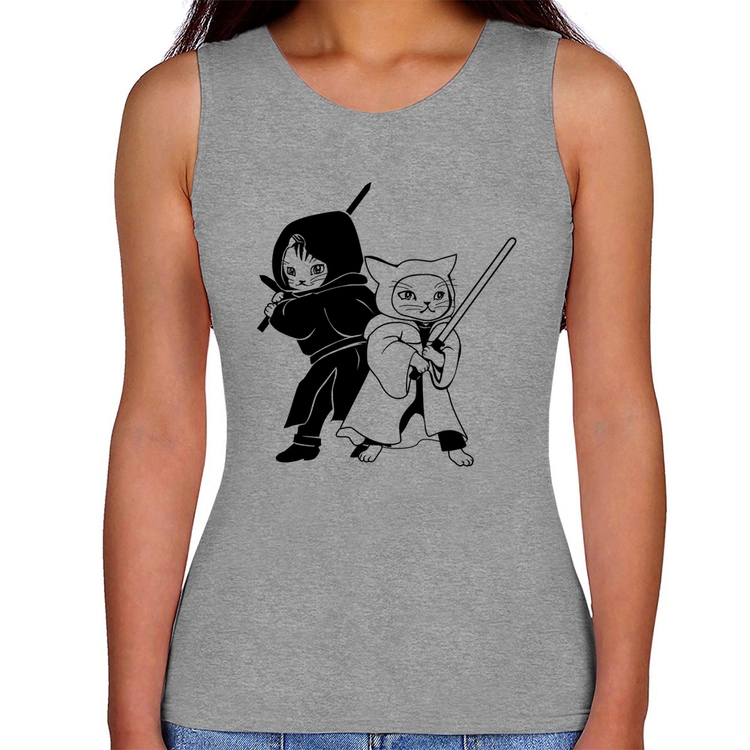 Regata Feminina Gatos Jedi - Cinza