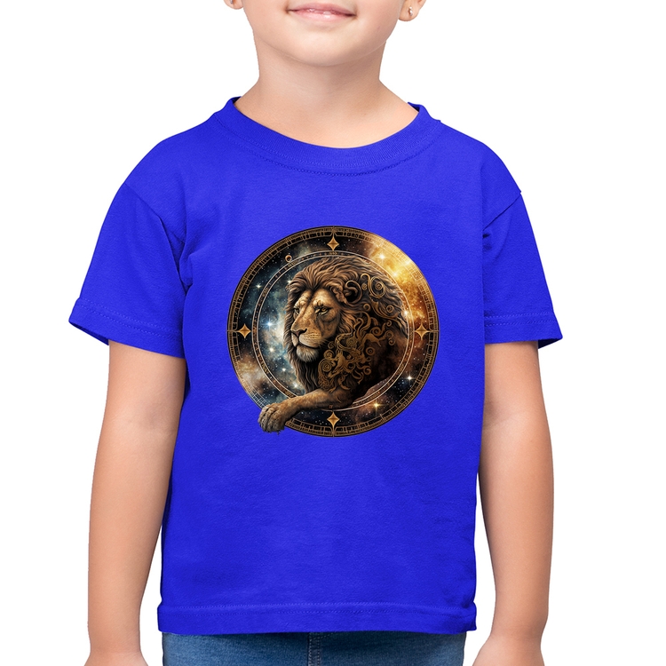 Camiseta Algodão Infantil Leão Sígno - Azul Royal