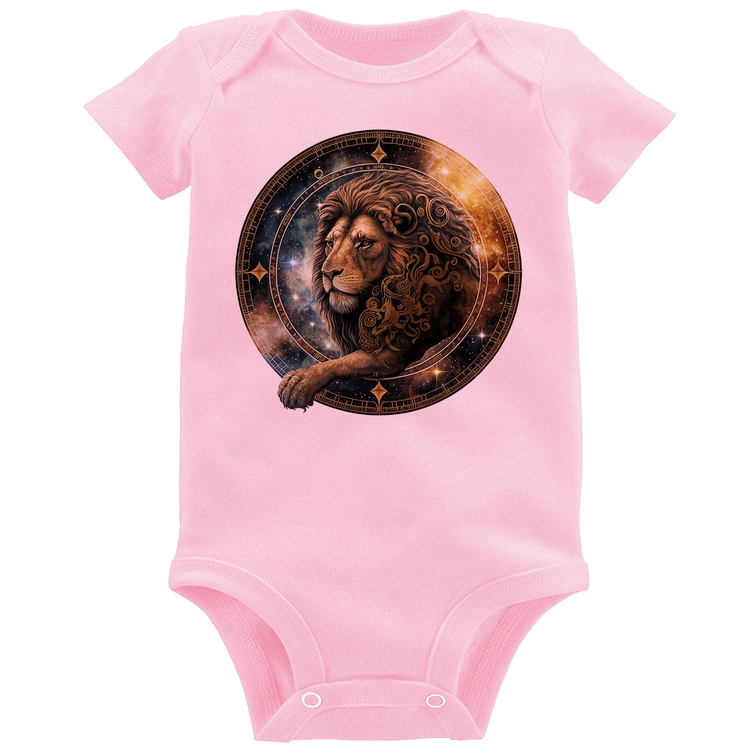 Body Bebê Leão Sígno - Rosa Bebê
