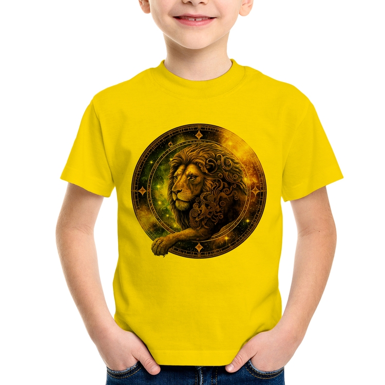 Camiseta Infantil Leão Sígno - Amarela