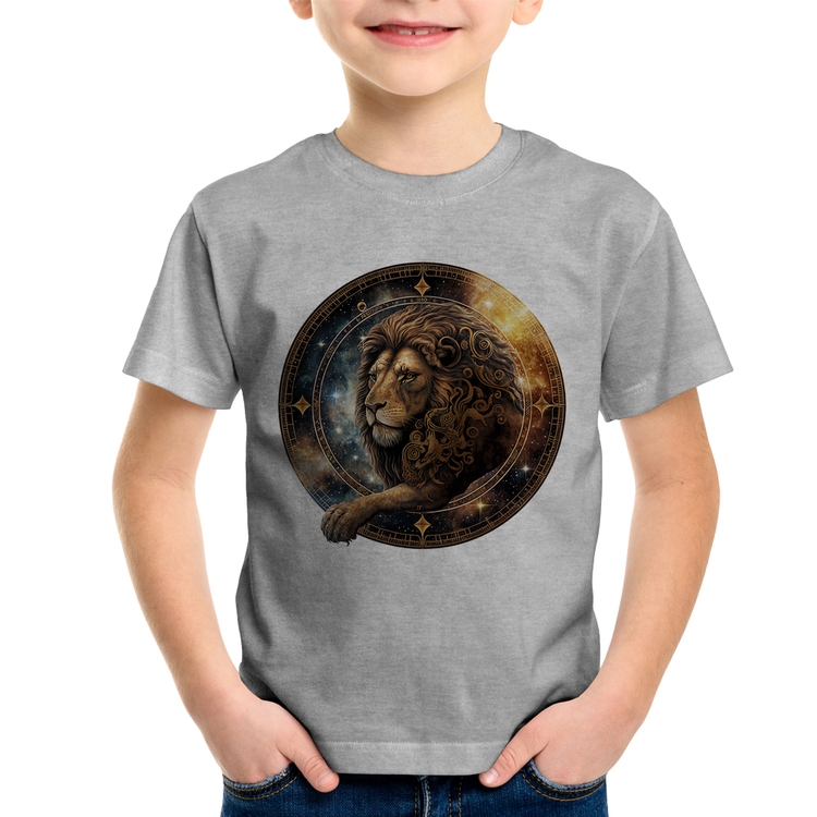Camiseta Infantil Leão Sígno - Cinza