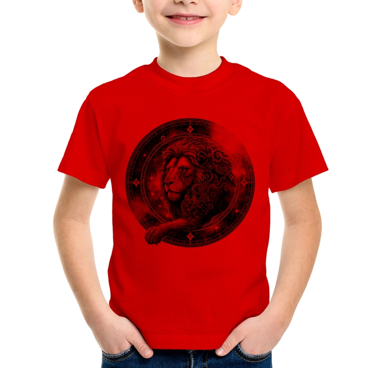 Camiseta Infantil Leão Sígno - Vermelha