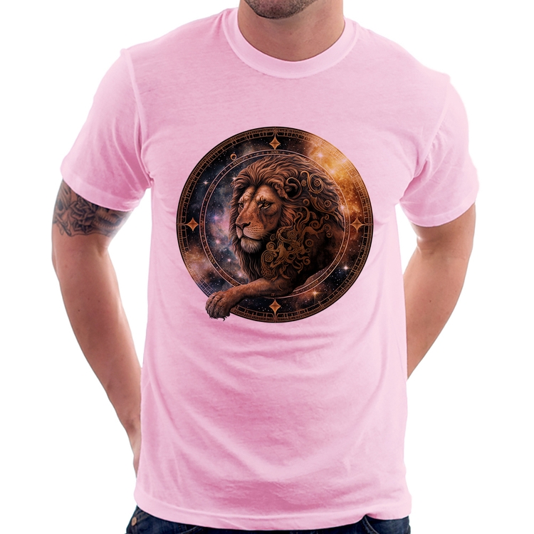 Camiseta Leão Sígno - Rosa Bebê