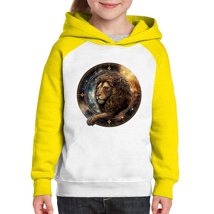 Moletom Infantil Leão Sígno - Branco/Amarelo
