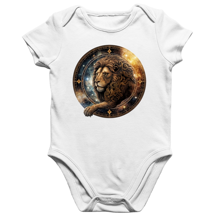 Body Bebê Algodão Leão Sígno - Branco