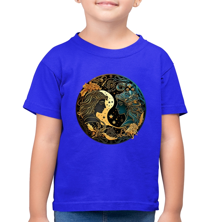 Camiseta Algodão Infantil Gêmeos Signo - Azul Royal