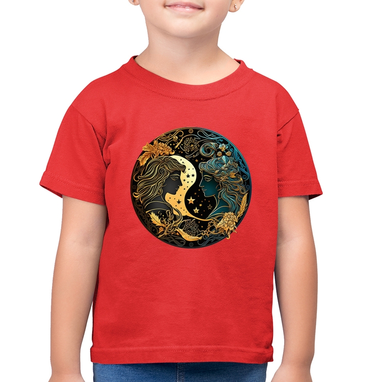 Camiseta Algodão Infantil Gêmeos Signo - Vermelha