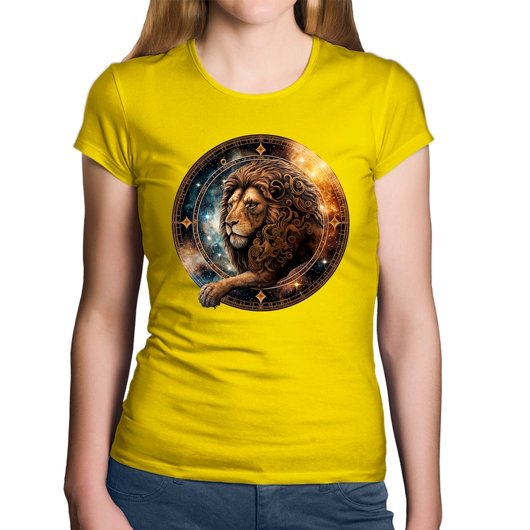 Baby Look Algodão Leão Sígno - Amarela