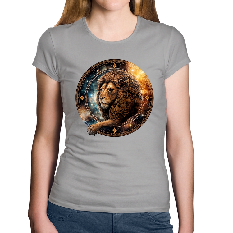 Baby Look Algodão Leão Sígno - Cinza