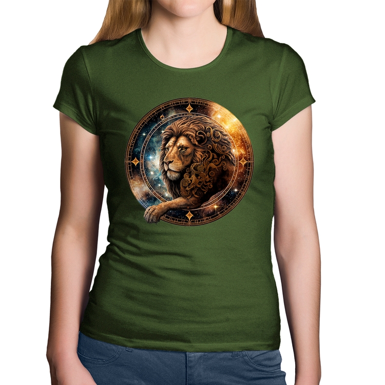 Baby Look Algodão Leão Sígno - Musgo