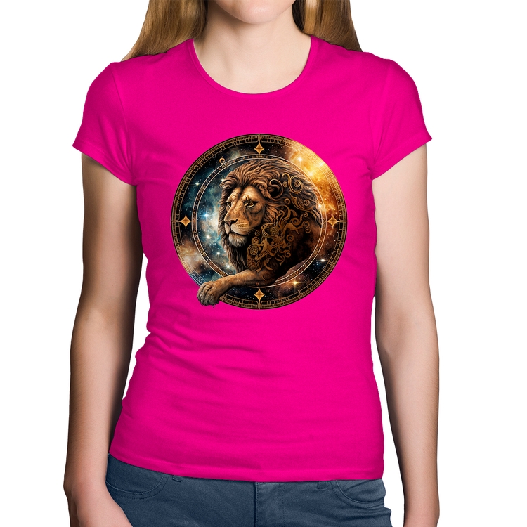 Baby Look Algodão Leão Sígno - Rosa