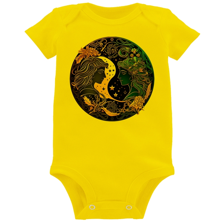 Body Bebê Gêmeos Sígno - Amarelo