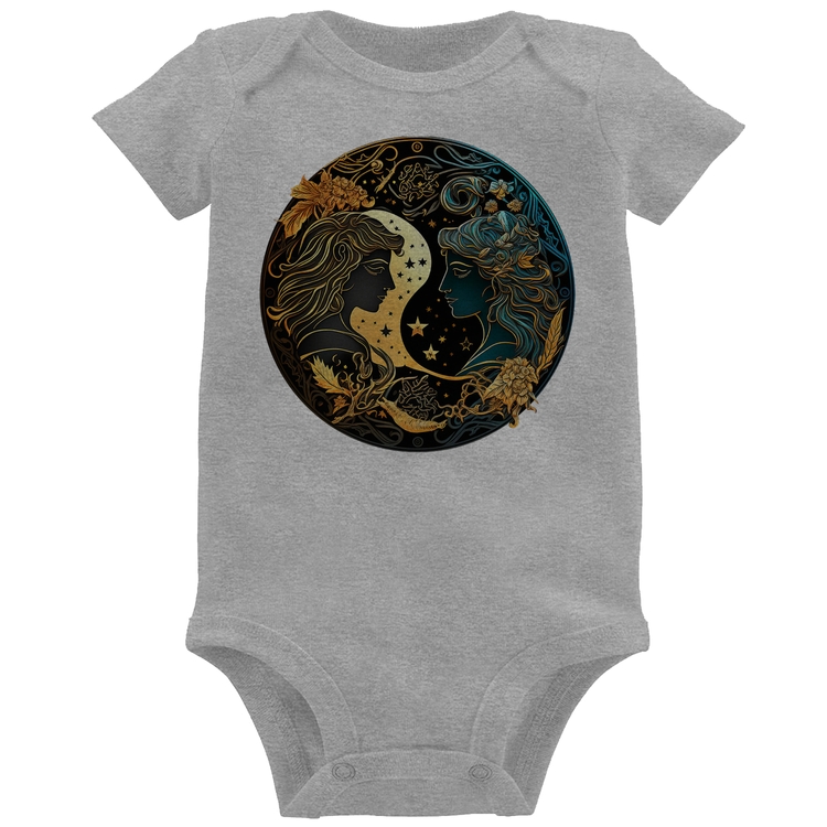 Body Bebê Gêmeos Sígno - Cinza