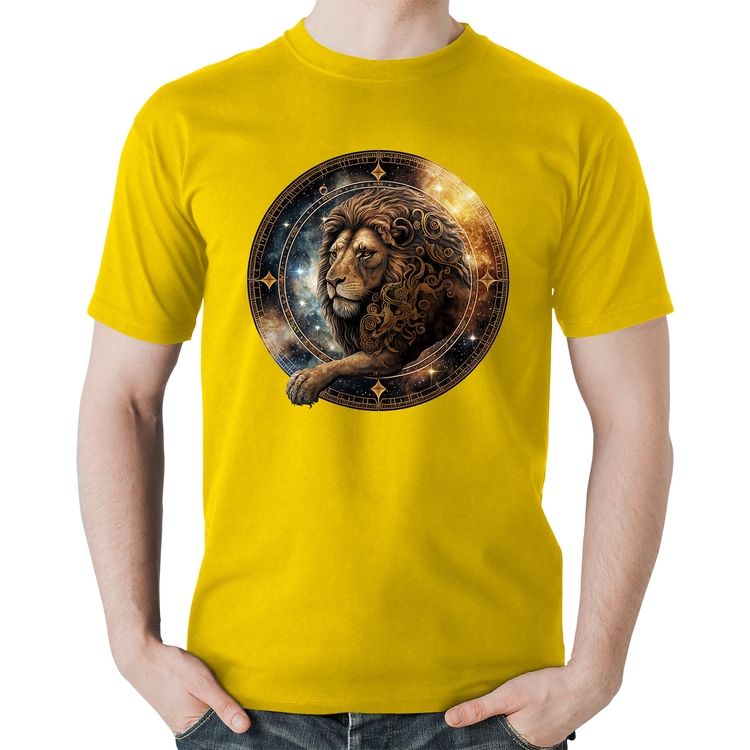Camiseta Algodão Leão Sígno - Amarela