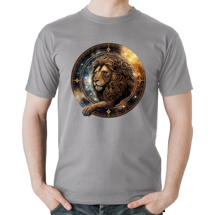 Camiseta Algodão Leão Sígno - Cinza