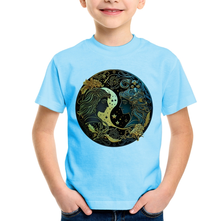 Camiseta Infantil Gêmeos Sígno - Azul Bebê
