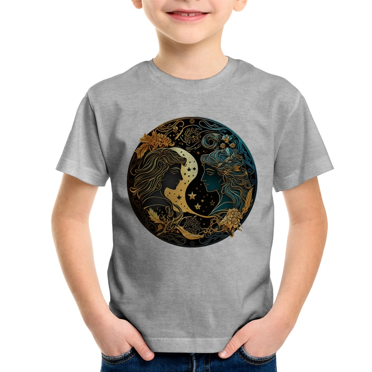 Camiseta Infantil Gêmeos Sígno - Cinza