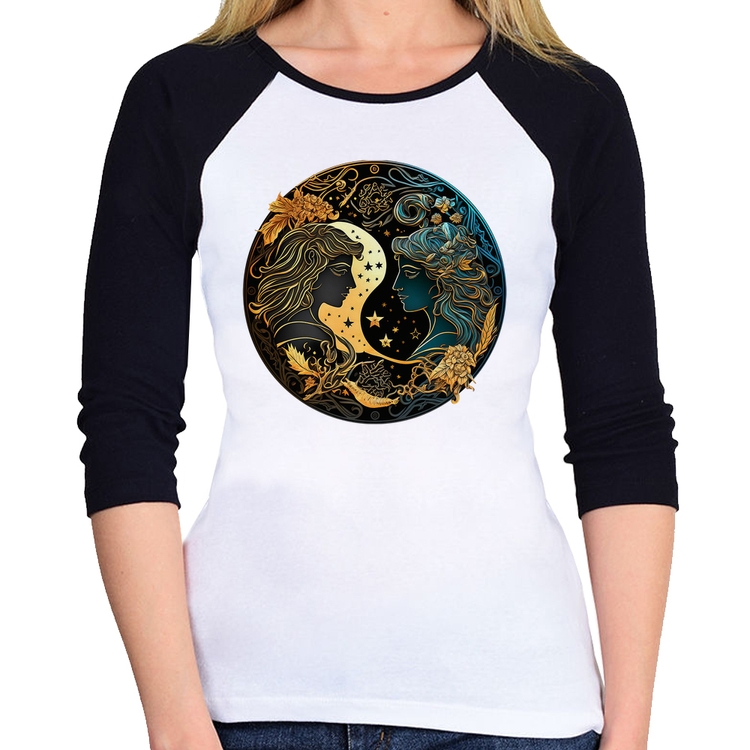 Baby Look Raglan Gêmeos Sígno Manga 3/4
