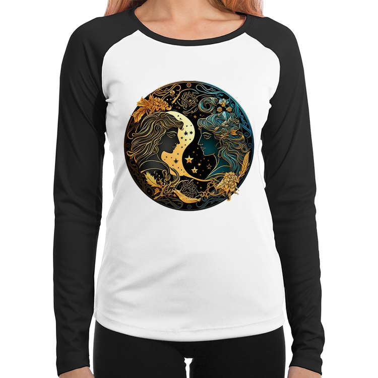 Baby Look Raglan Gêmeos Sígno Manga Longa