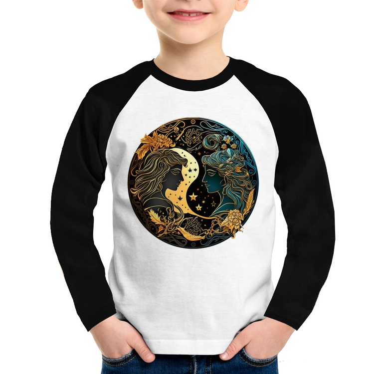 Camiseta Raglan Infantil Gêmeos Sígno Manga Longa