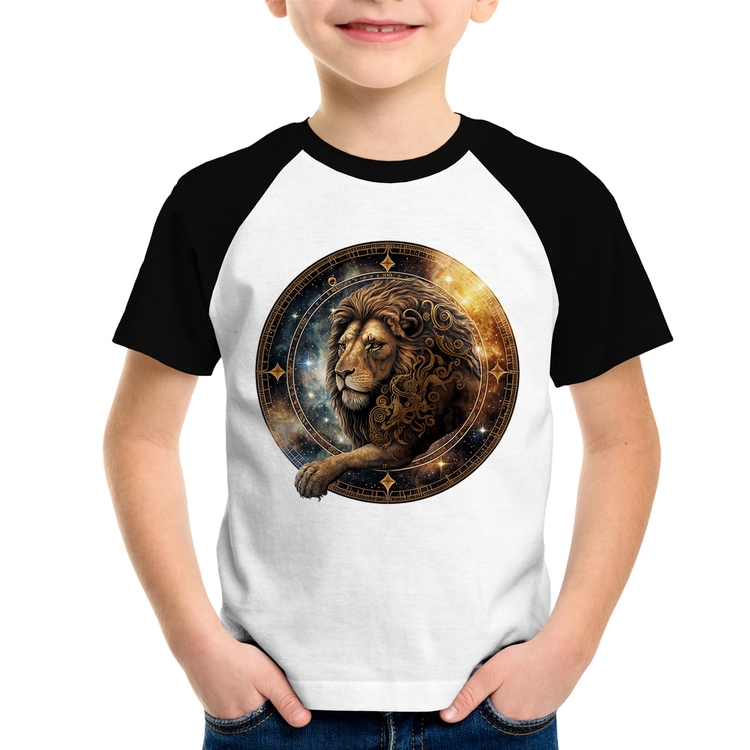 Camiseta Raglan Infantil Leão Sígno