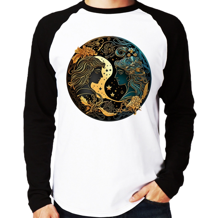 Camiseta Raglan Gêmeos Sígno Manga Longa