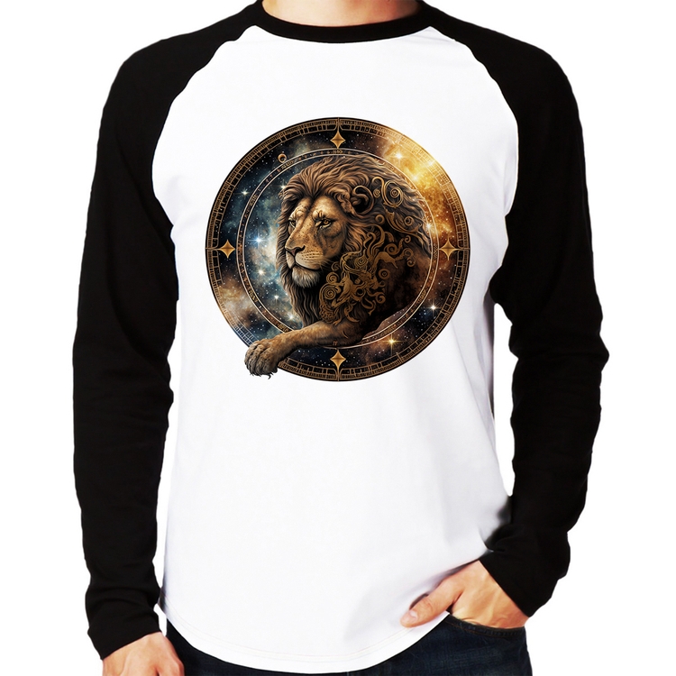 Camiseta Raglan Leão Sígno Manga Longa