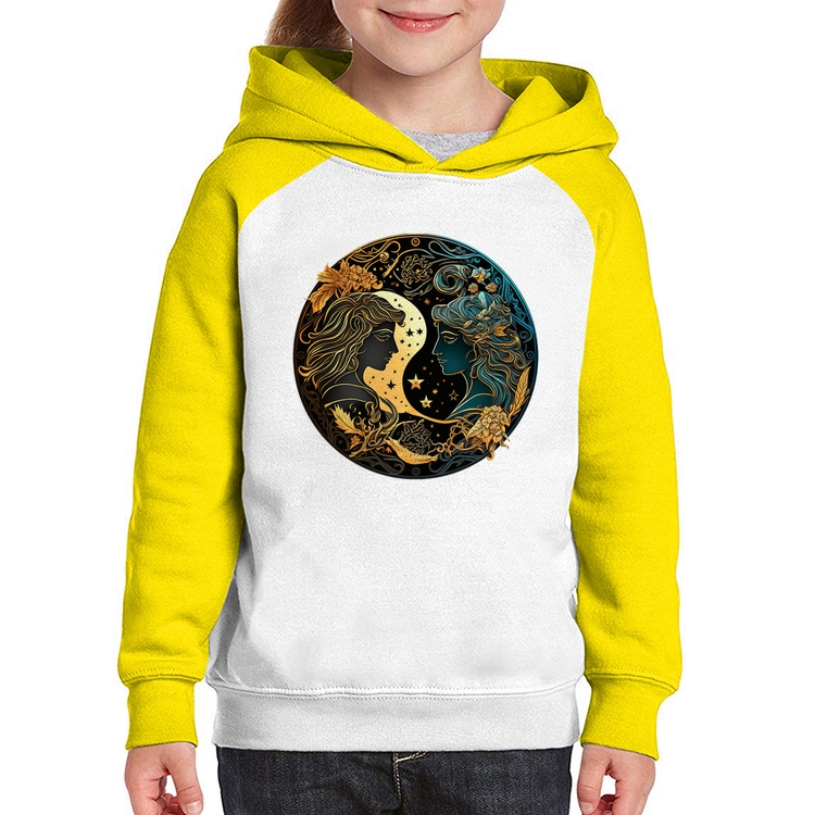 Moletom Infantil Gêmeos Sígno - Branco/Amarelo