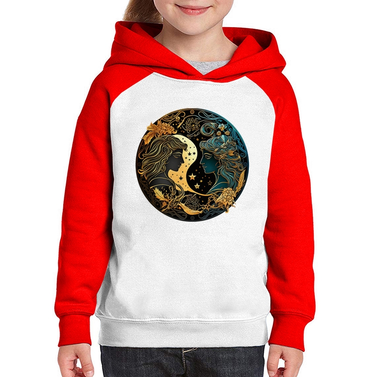 Moletom Infantil Gêmeos Sígno - Branco/Vermelho