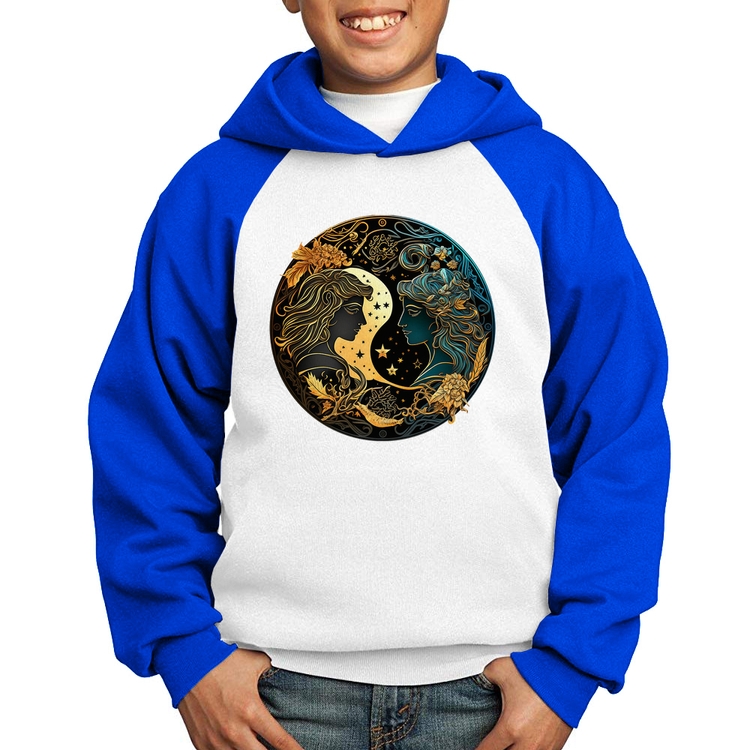 Moletom Infantil Gêmeos Sígno - Branco/Azul