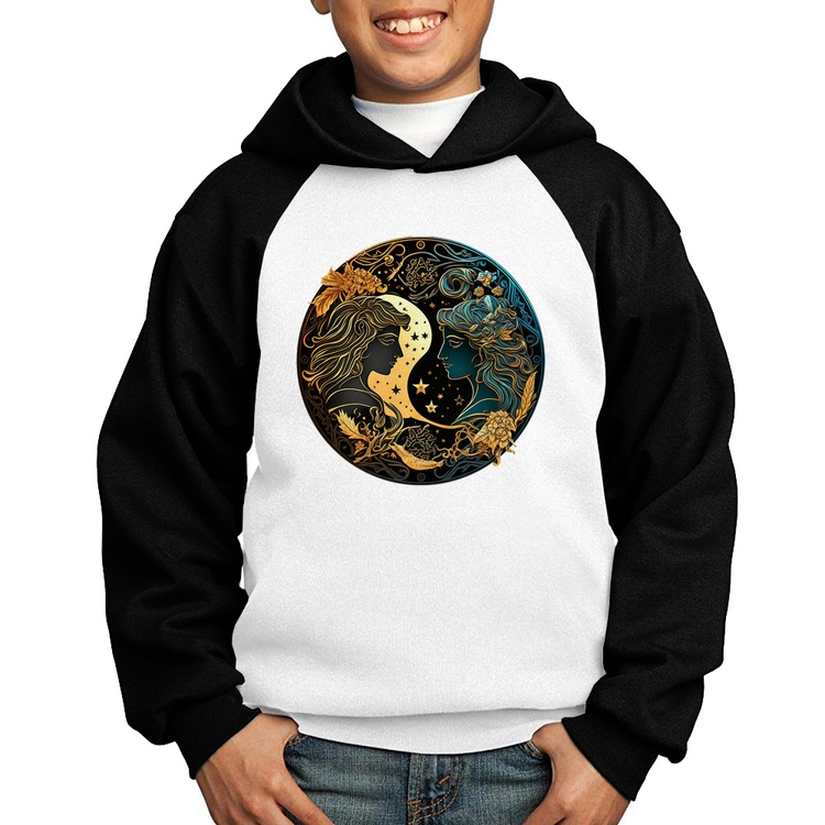 Moletom Infantil Gêmeos Sígno - Branco/Preto