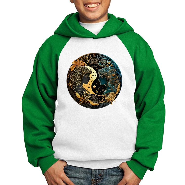 Moletom Infantil Gêmeos Sígno - Branco/Verde