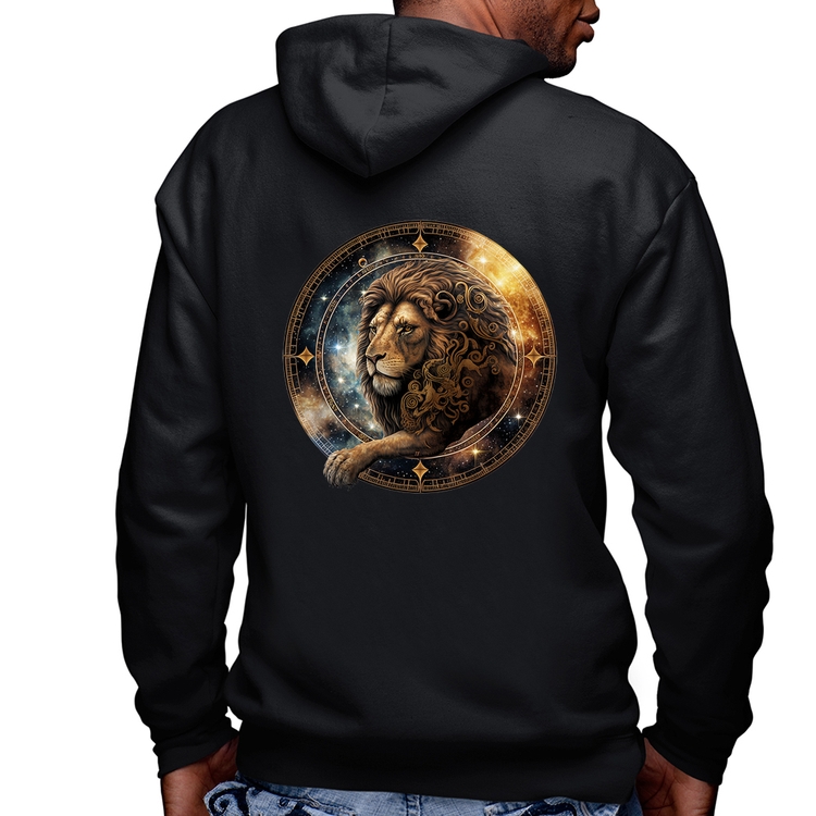 Blusa Moletom Leão Sígno Masculina com Capuz e Zíper