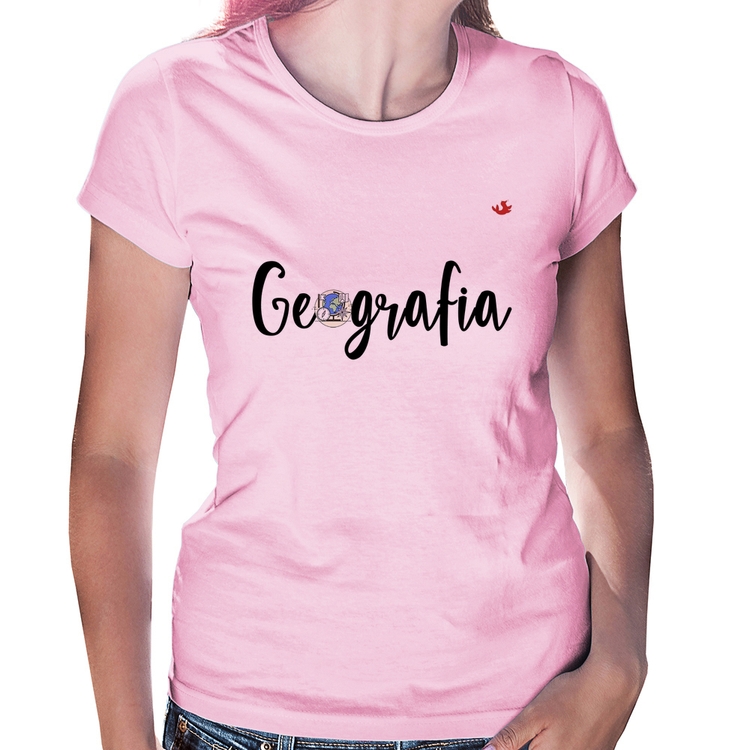 Baby Look Geografia - Rosa Bebê