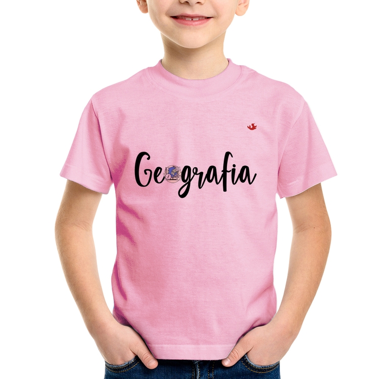 Camiseta Infantil Geografia - Rosa Bebê