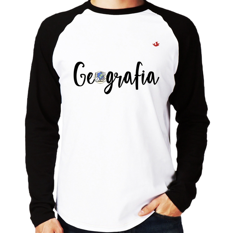 Camiseta Raglan Geografia Manga Longa