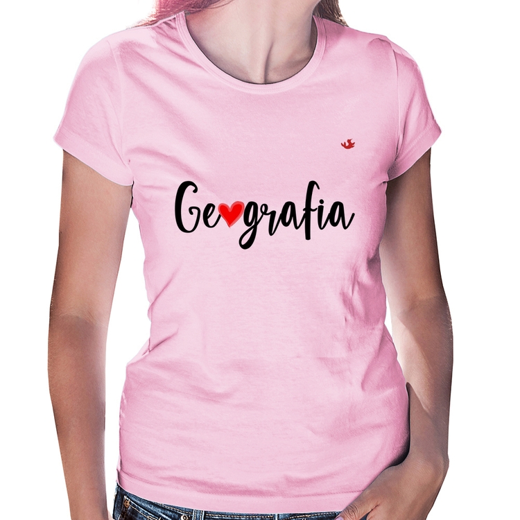 Baby Look Geografia por amor - Rosa Bebê