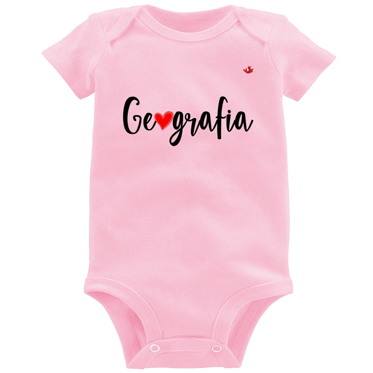 Body Bebê Geografia por amor - Rosa Bebê