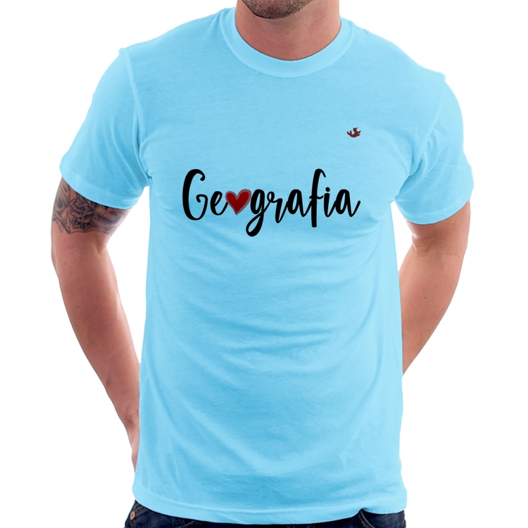 Camiseta Geografia por amor - Azul Bebê