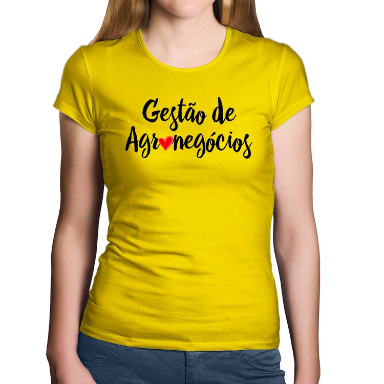 Baby Look Algodão Gestão de agronegócios por amor - Amarela