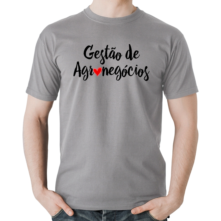 Camiseta Algodão Gestão de agronegócios por amor - Cinza