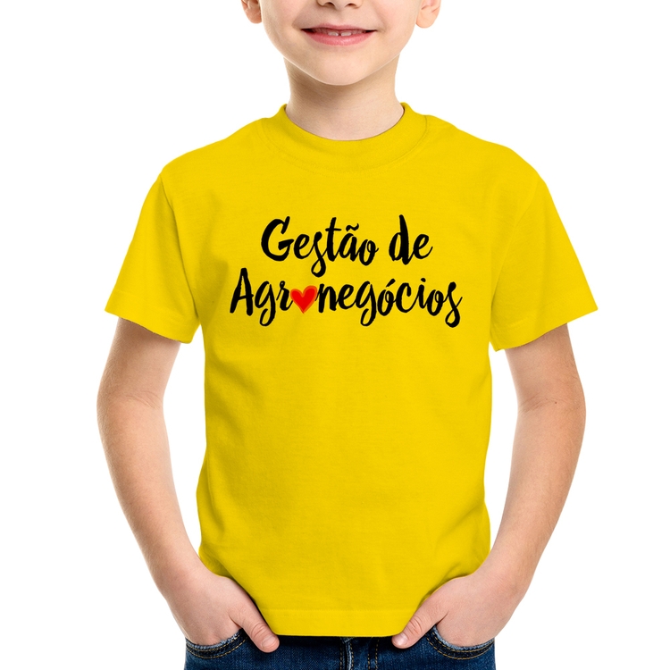 Camiseta Infantil Gestão de agronegócios por amor - Amarela